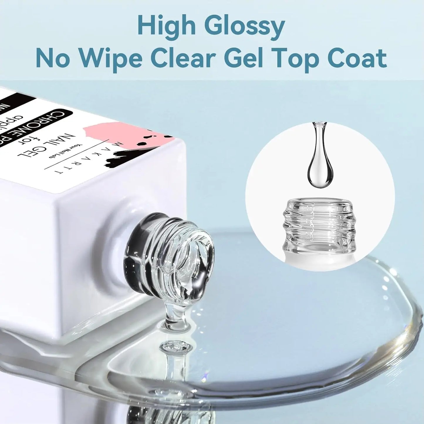 Makartt Gel Top Coat for Chrome Nail Powder 15ml Clear No Wipe High Gloss Mirror Shine Long Lasting Soak Off UV Lamp DIY Salon
wendy~