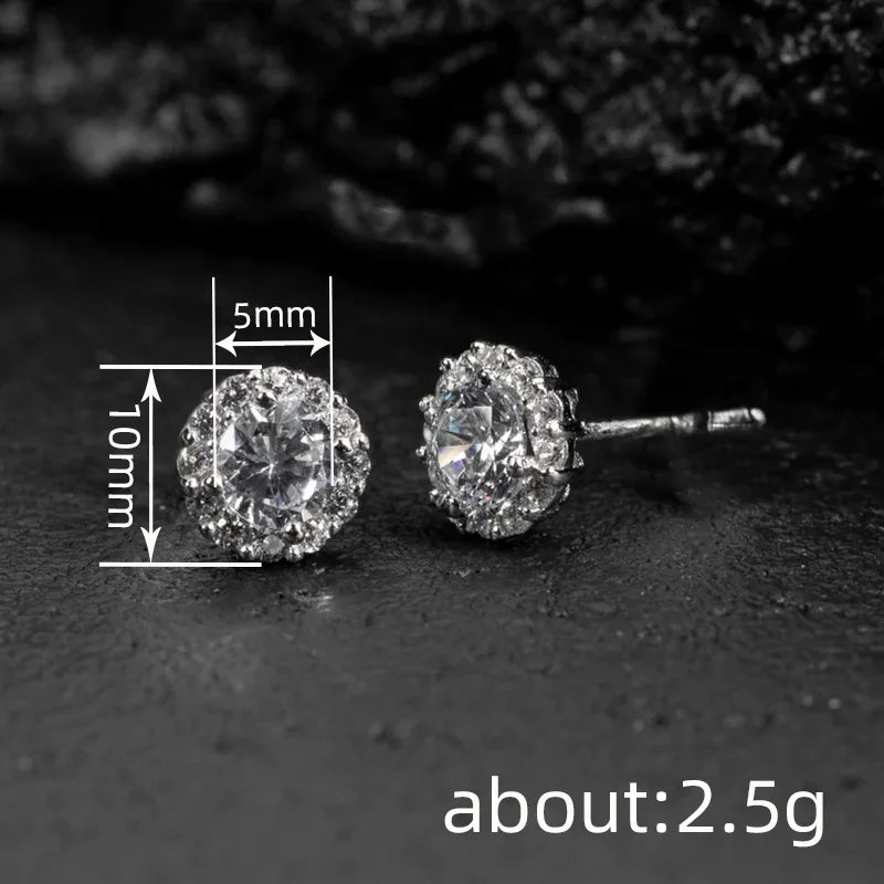 Huitan AA Cubic Zircon Stud Earrings for Women/Men Exquisite Couple Earrings Fancy Anniversary Gift Silver Color Trendy Jewelry
