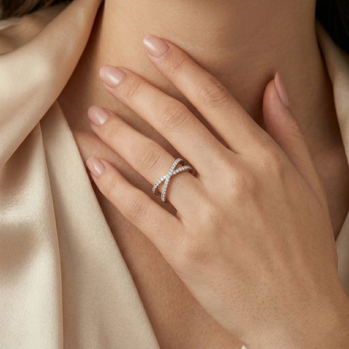 Moissanite Ring, 925 Sterling Silver, D Color VVS1, X-Shape Crossover Design, Unisex Stackable, Couple Ring, Certificate Quality,Luxury Sparkling Anniversary Fine Jewelry Gifts for Wife Women Girls Friends