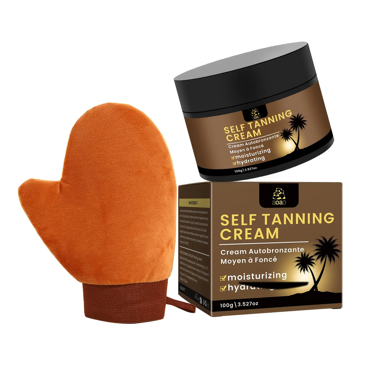 2pcs Self-Tanning Firm Cream With Aloe & Coconut Medium-Dark Tone Hydrating Moisturizer For A Glowing Bronze 100g