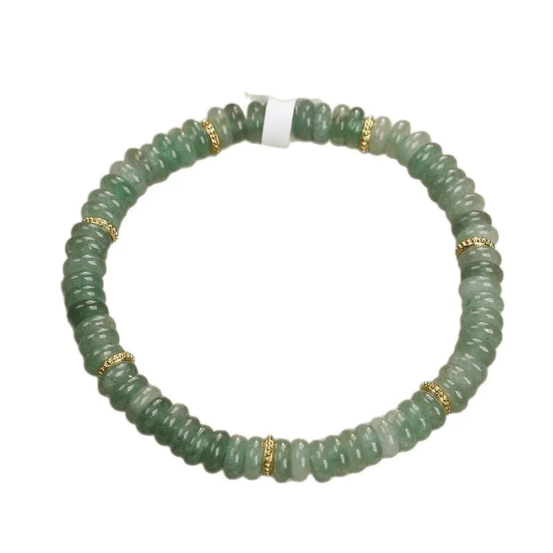 Natural Dongling Jade Abacus Beads Bracelet Women's Green Fresh White Chinese Style Natural Crystal Girlfriend Luxury HandString