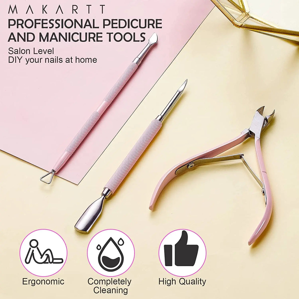 Cuticle Trimmer Cuticle Remover with Cuticle Pusher, Professional Stainless Steel Durable Pedicure Manicure Tools Cutter Nipper