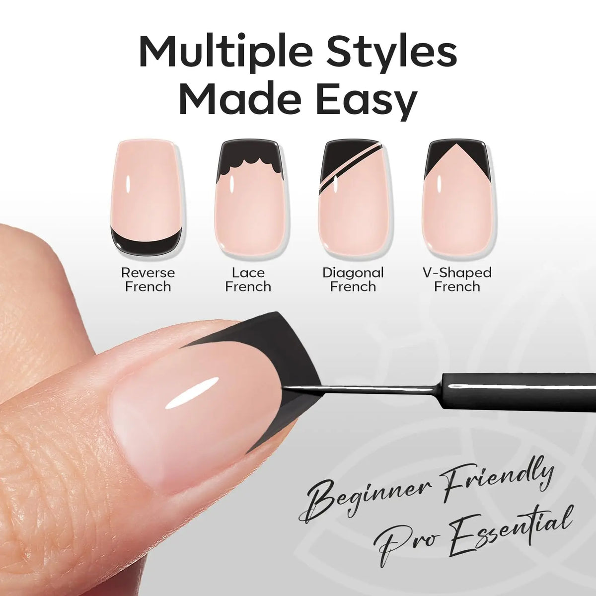 Makartt Painting Nail Gel Liner Polish ,Black and White Gel Liner Nail Polish Drawing Frech Nail Gel Decoration DIY and Salon