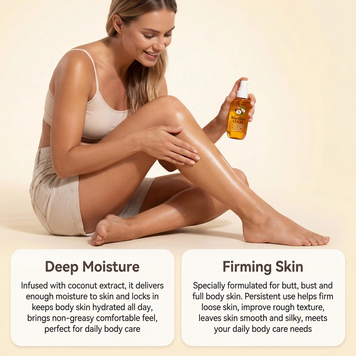 OceAura Coconut Body Oil Deep Moisturizing Nourishing Smooth Skin Lifting Firming Fade Fine Lines Rejuvenating Repairing Dry Body Oil