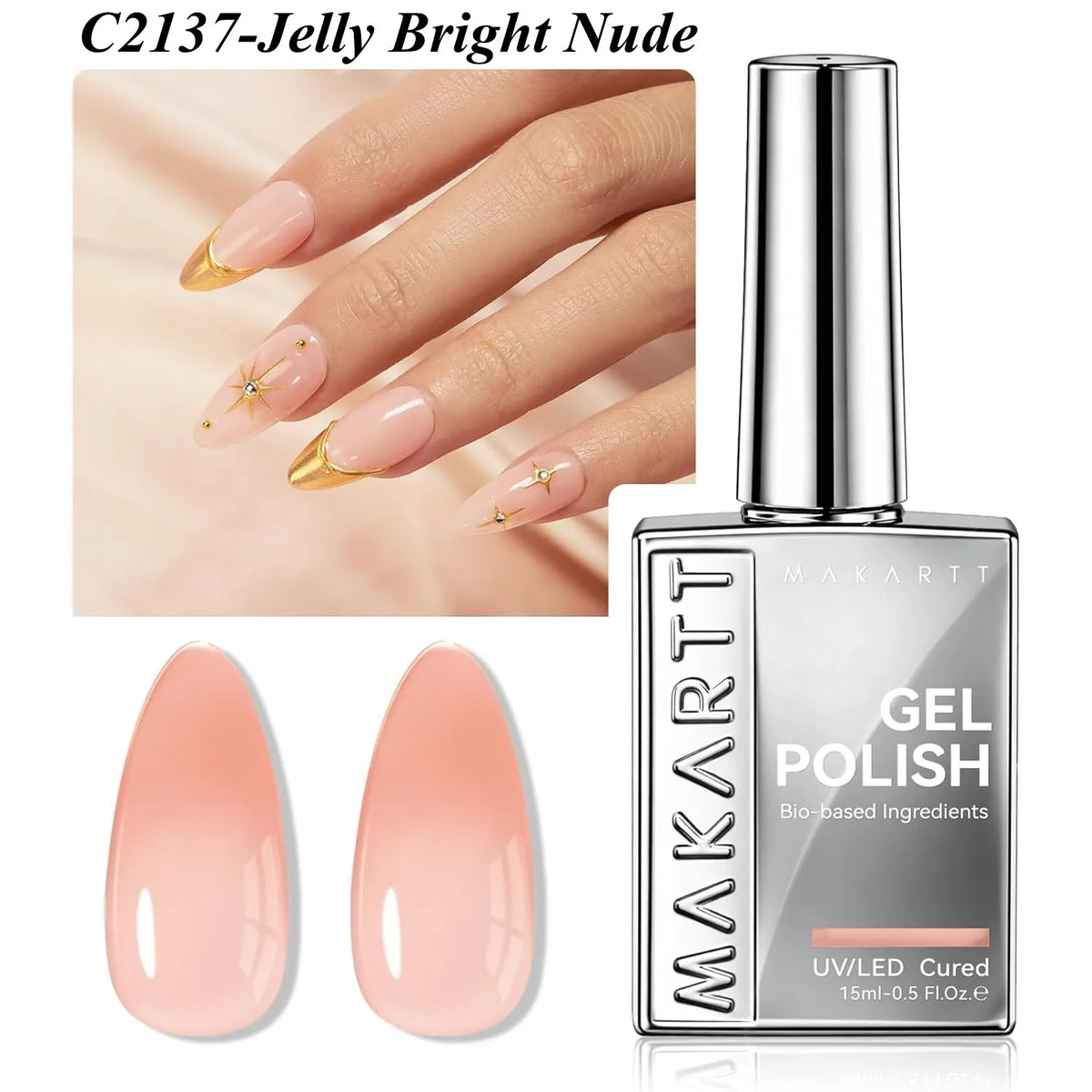 Makartt Hema Free Gel Nail Polish 15ml - Butter Yellow, High Gloss, Soak Off UV LED Nail Art Manicure DIY Home Salon Gift