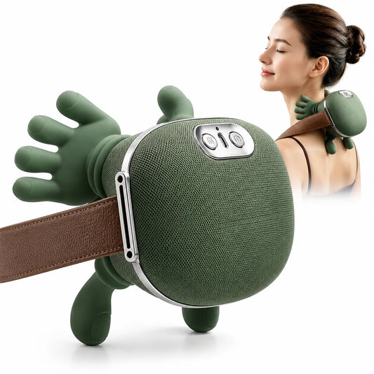 Electric Neck Massager Shoulder Massager with Heat Therapy Deep Tissue Massage Portable Rechargeable Cervical Massager for Relaxation Stress Relief Office Workers Muscle Recovery Handheld Massage Device with Human Hand Simula