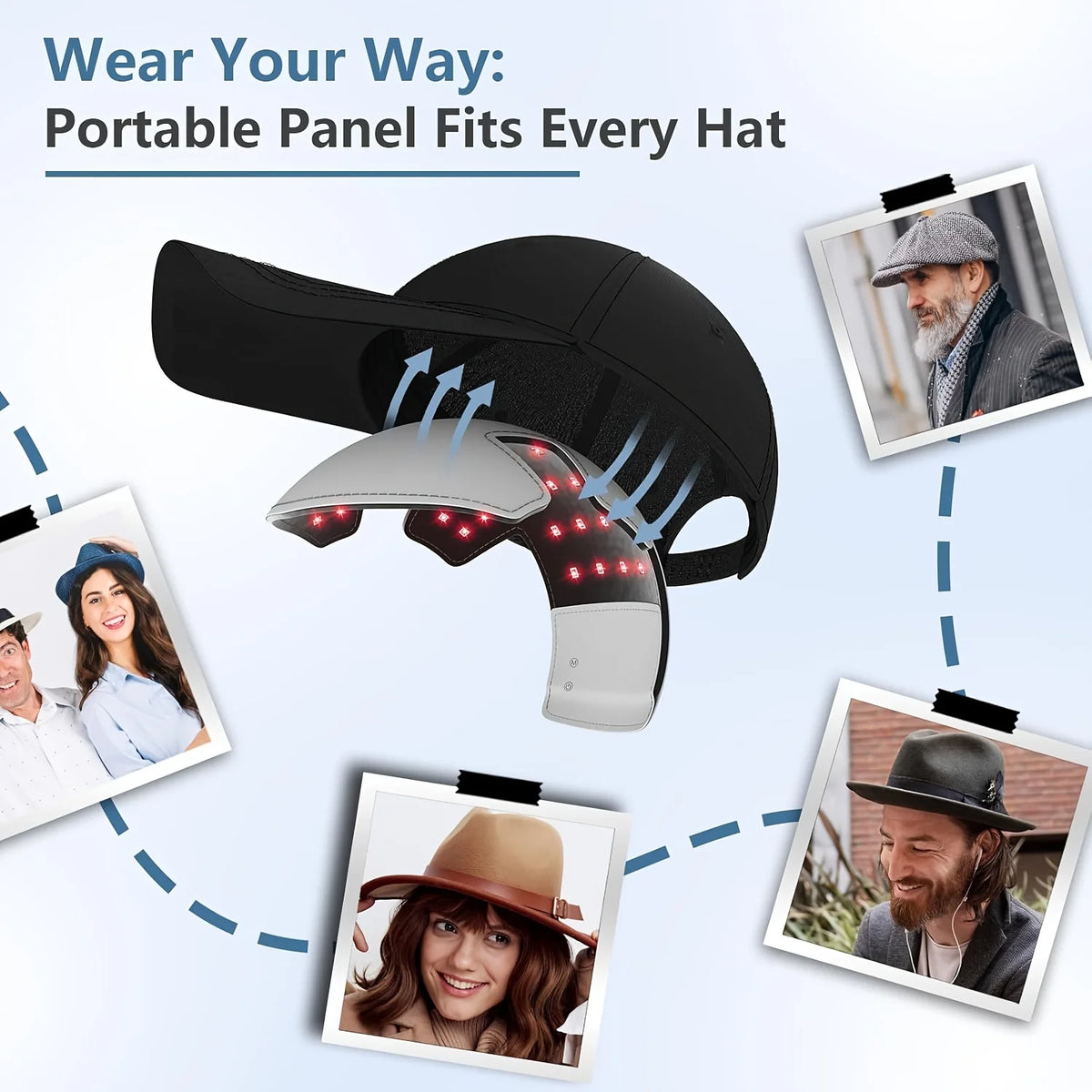 LED Red Light Therapy Hair Growth Cap Portable Hair Regrowth Hat Insert with Red Blue Infrared Light, 4 Modes Scalp Care Device for Thinning Hair, Rechargeable Lightweight 200g Hair Loss Care Cap for Men Women, 20 Min Auto Of