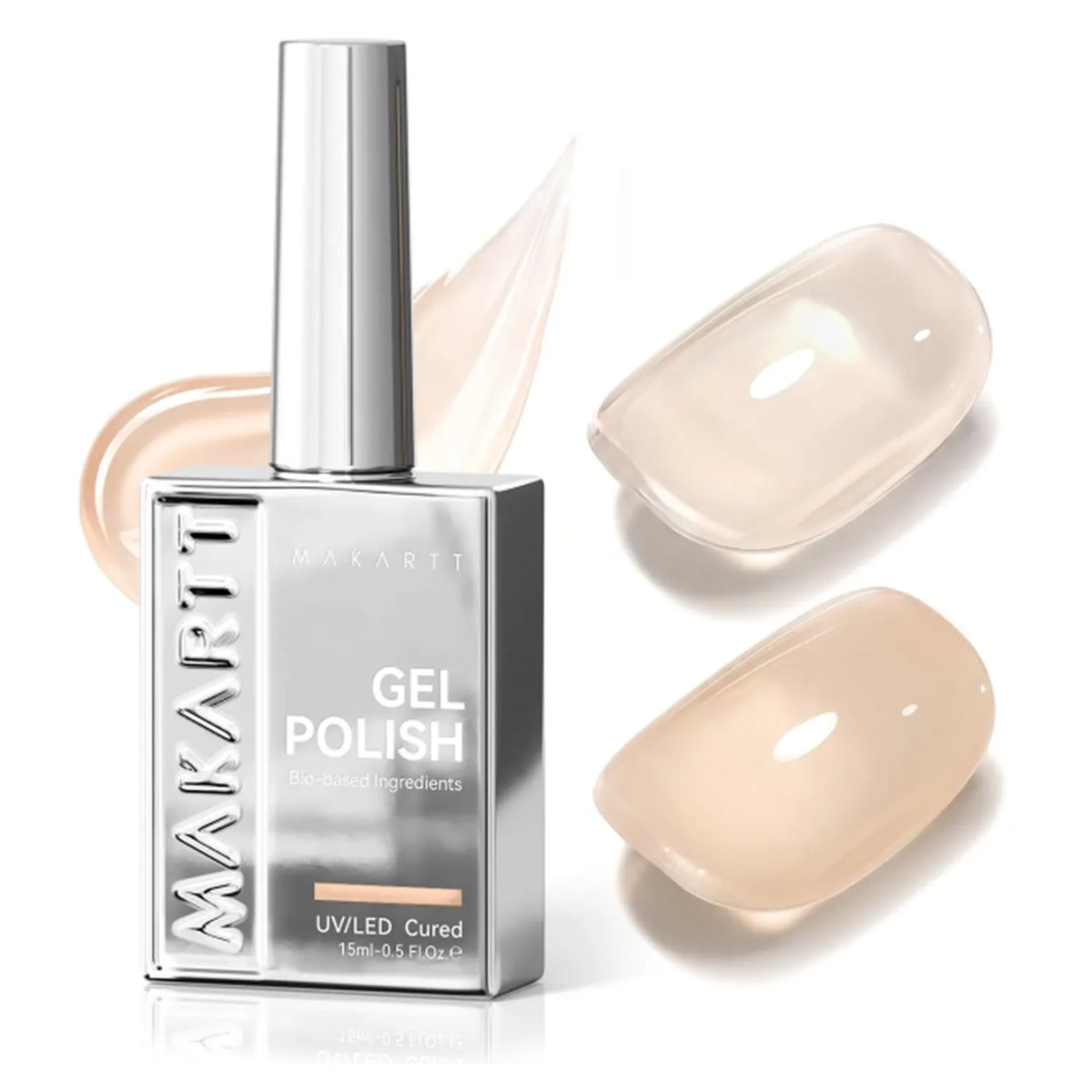 Makartt Jelly Nude Gel Nail Polish 15ML Hema-Free Cashmere Neutral Sheer Translucent UV LED Soak Off Manicure DIY Salon Gift