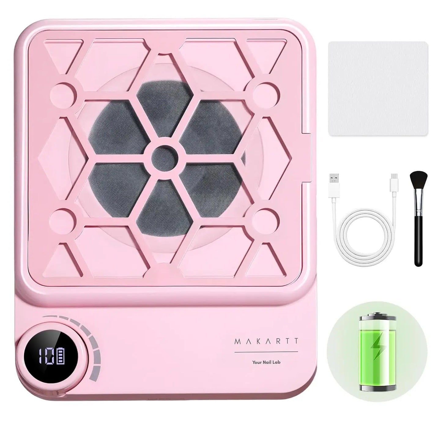 Nail Dust Collector 5500RPM Rechargeable Adjustable Speed Quiet for Gel Polish Manicure Salon Home with Filters Dust Brush