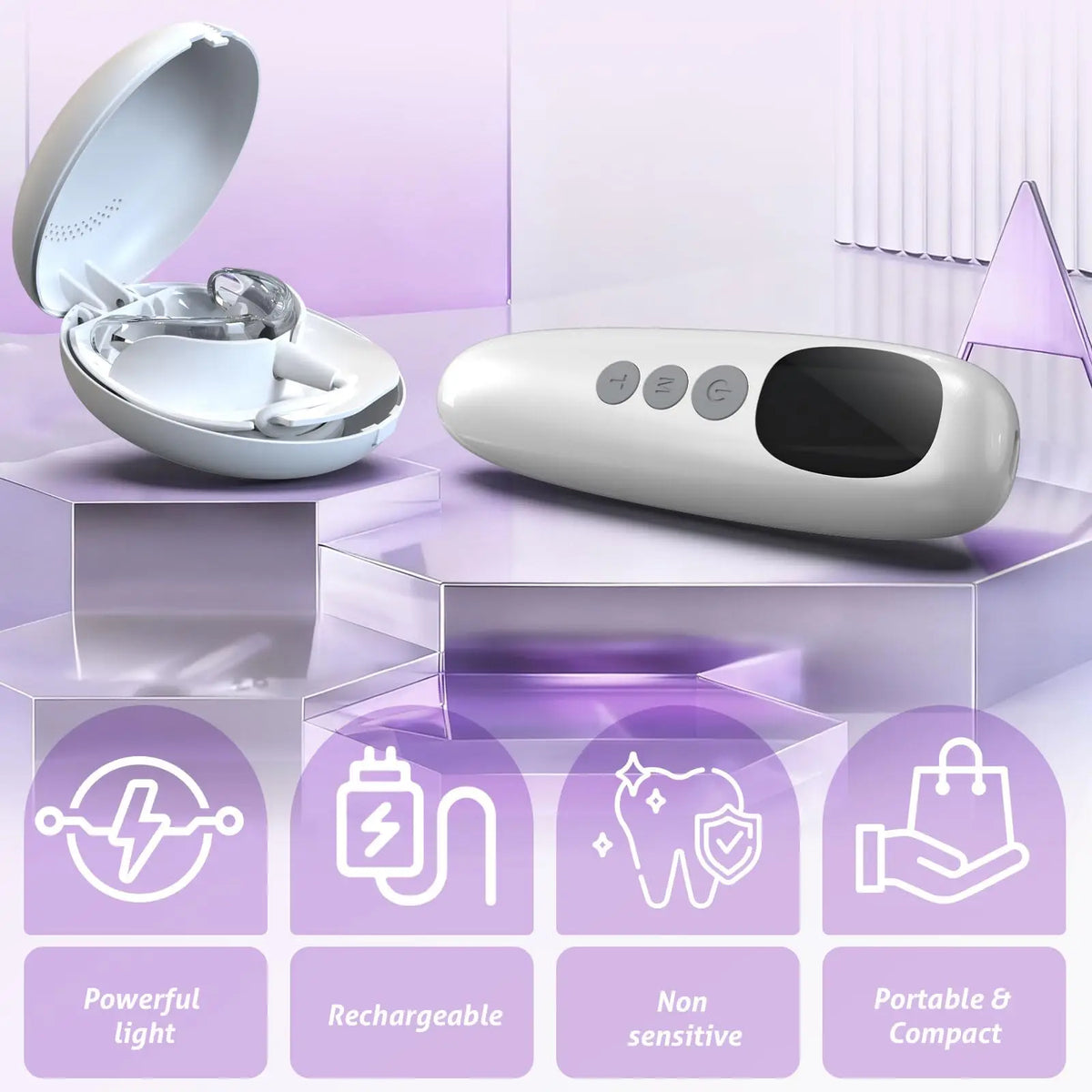 KTS Red Light Therapy for Gums Oral Care Light 650nm Red 460nm Blue LED Mouthpiece with Smart Controller Rechargeable Gum Care Device for Sensitive Gums Daily Oral Wellness Detachable Easy Clean Mouth Tray 5 10 15 30 Min Time