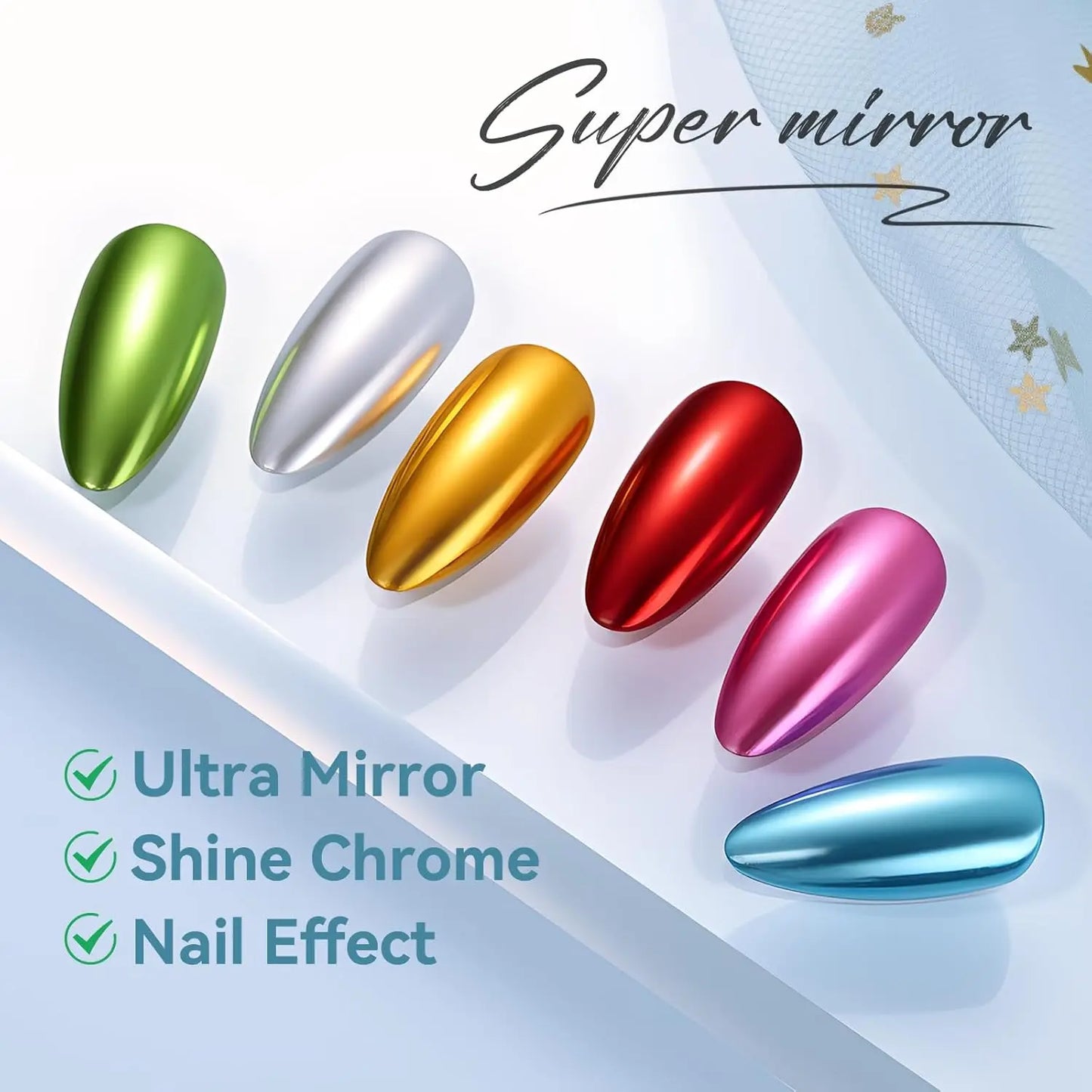 Makartt Gel Top Coat for Chrome Nail Powder 15ml Clear No Wipe High Gloss Mirror Shine Long Lasting Soak Off UV Lamp DIY Salon