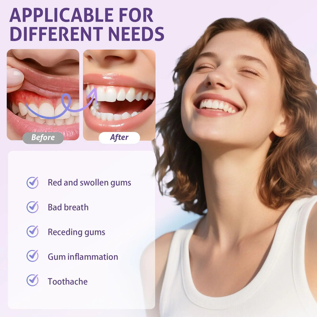 KTS Red Light Therapy for Gums Oral Care Light 650nm Red 460nm Blue LED Mouthpiece with Smart Controller Rechargeable Gum Care Device for Sensitive Gums Daily Oral Wellness Detachable Easy Clean Mouth Tray 5 10 15 30 Min Time