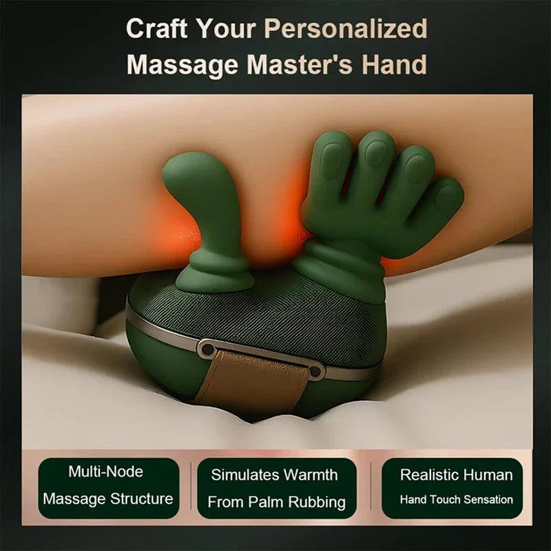 Electric Neck Massager Shoulder Massager with Heat Therapy Deep Tissue Massage Portable Rechargeable Cervical Massager for Relaxation Stress Relief Office Workers Muscle Recovery Handheld Massage Device with Human Hand Simula