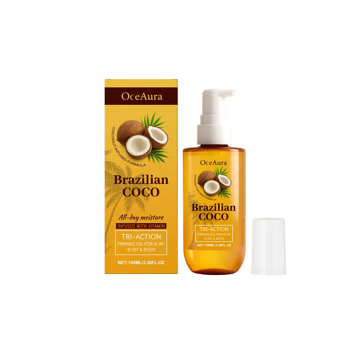 OceAura Coconut Body Oil Deep Moisturizing Nourishing Smooth Skin Lifting Firming Fade Fine Lines Rejuvenating Repairing Dry Body Oil
