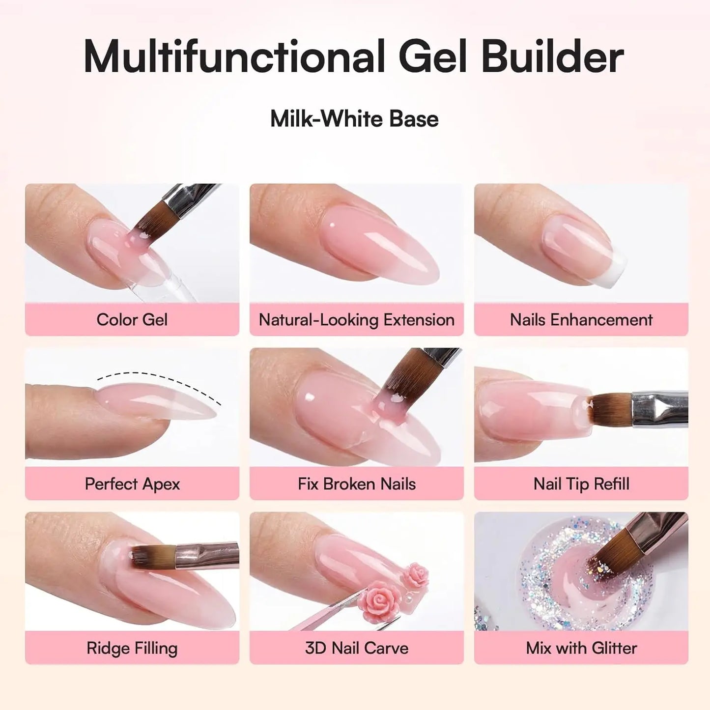 Makartt Nude Gel Builder Kit – Self-Leveling Builder Gel Nail Strengthener for Broken Nail Repair with Nail Forms, File & Brush | 1.06 oz | UV/LED Gel for Home & Salon DIY
Achieve Strong, Salon-Quality Nails at Home

The M