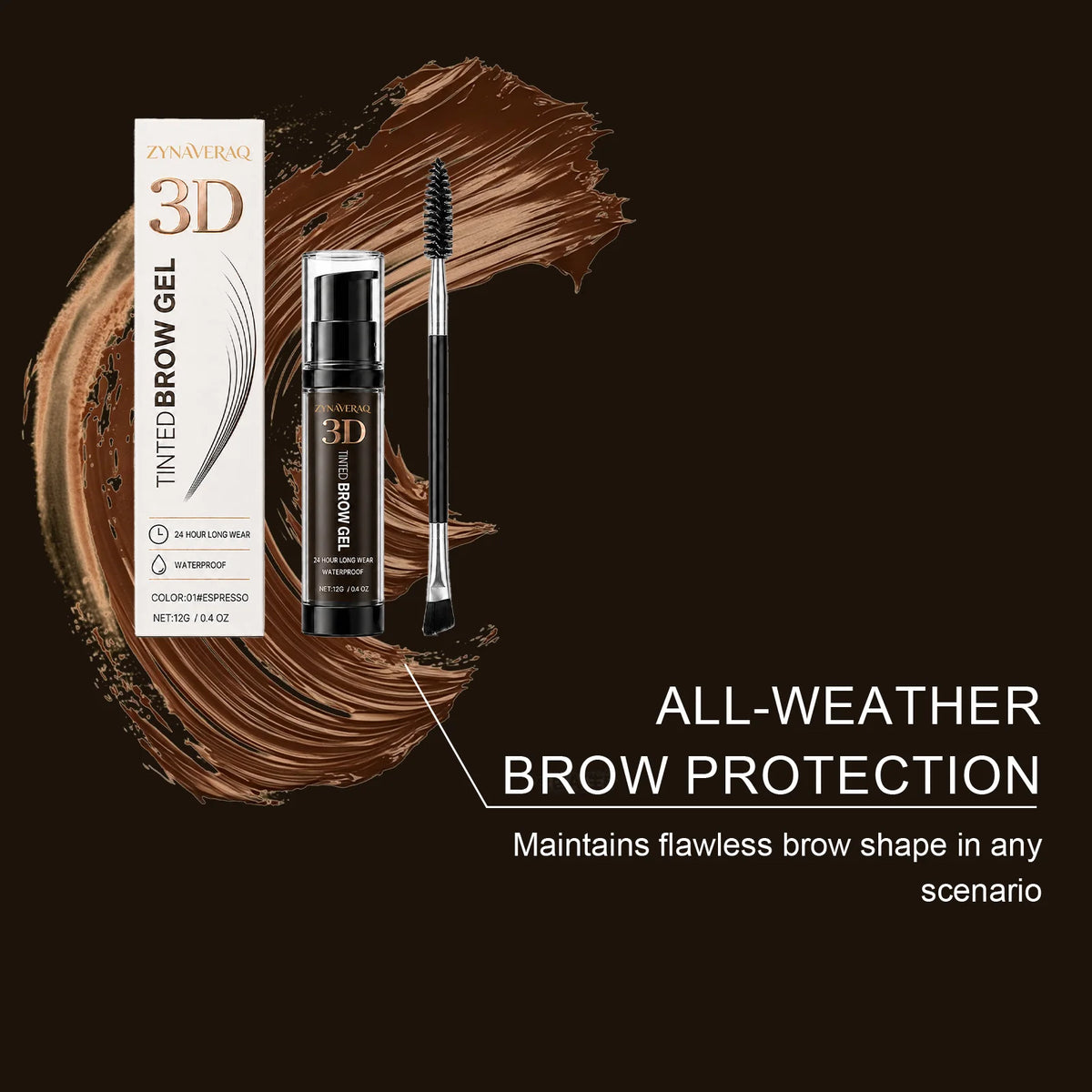 3D Tinted Brow Gel Rapid Drying Formula Sets Instantly Prevents Smudging Optimizes Color Uniformity Beginner Friendly Long Lasting Waterproof Sweat Resistant Eyebrow Makeup