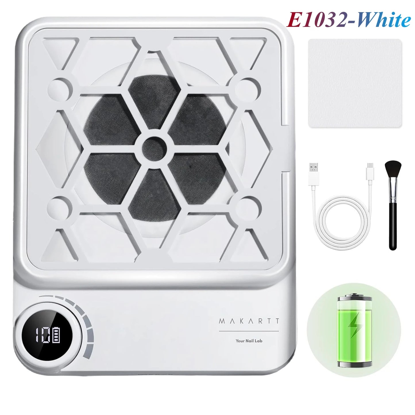 Nail Dust Collector 5500RPM Rechargeable Adjustable Speed Quiet for Gel Polish Manicure Salon Home with Filters Dust Brush
