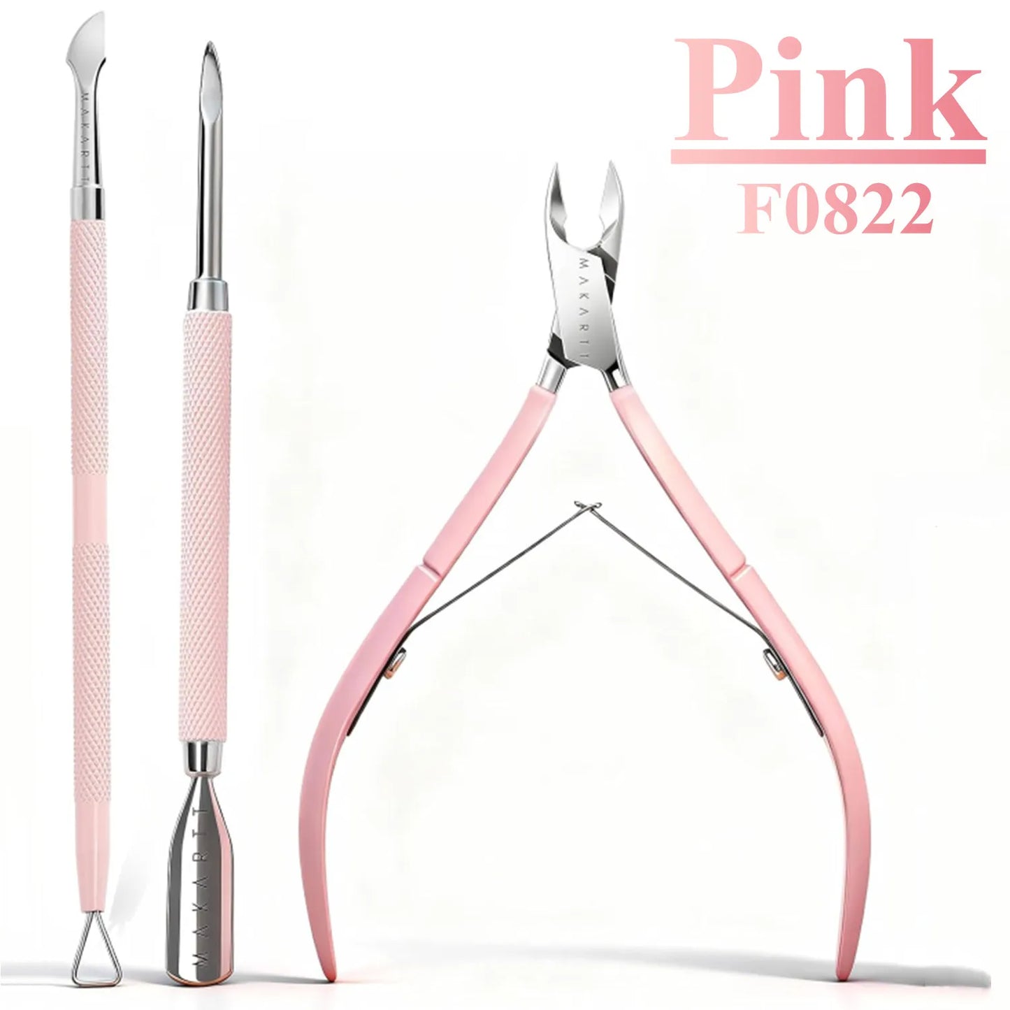 Makartt Professional Cuticle Trimmer Nipper Set Stainless Steel Manicure Pedicure Kit with Dual End Nail Pusher & Scraper Tool