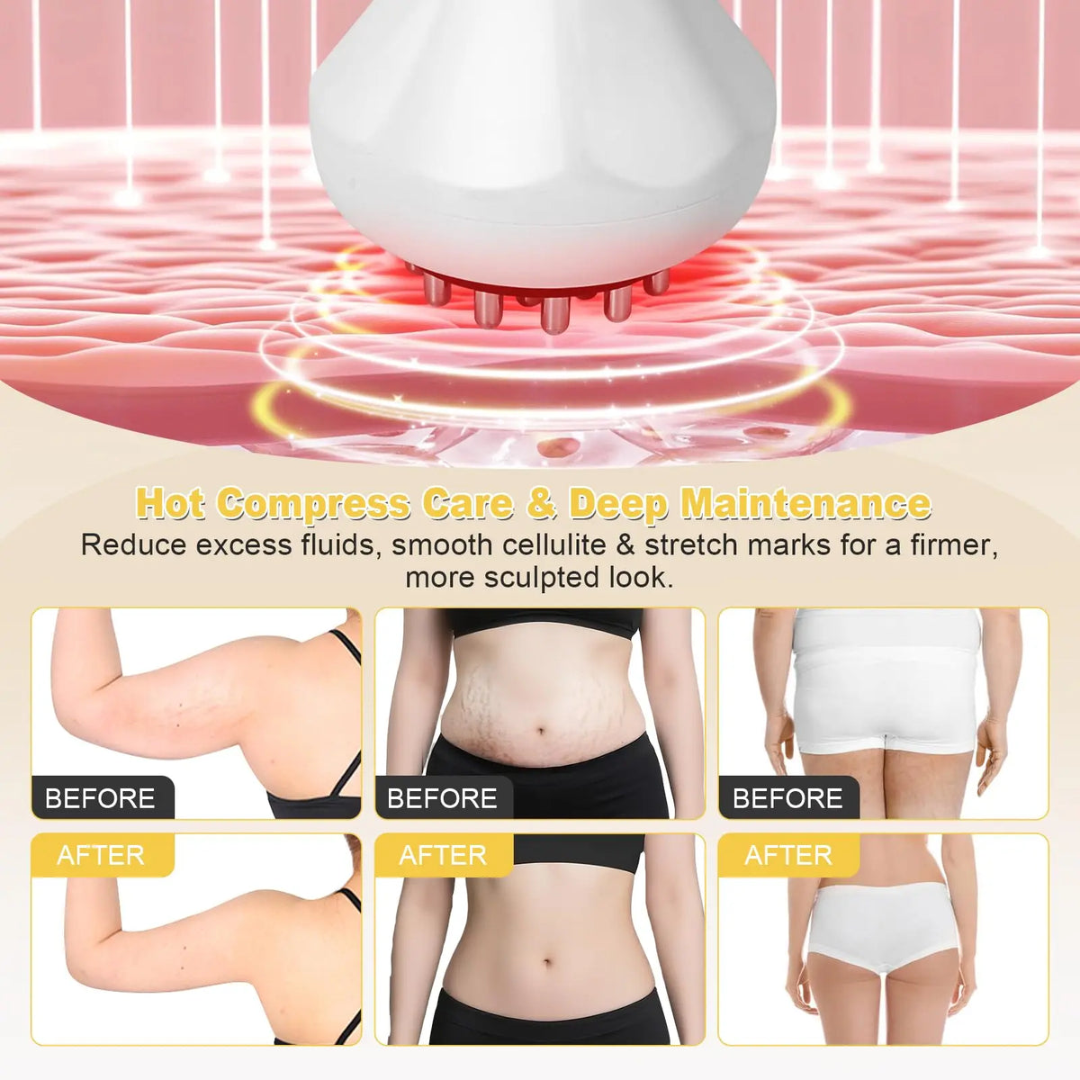 Body Sculpting Massager Red Light Therapy Handheld Cellulite Massager with Hot Compress Vibration Pulse 3 Massage Modes 9 Intensity Levels Digital Display for Belly Waist Arms Thighs Legs Skin Firming Relaxation Home Spa Wome