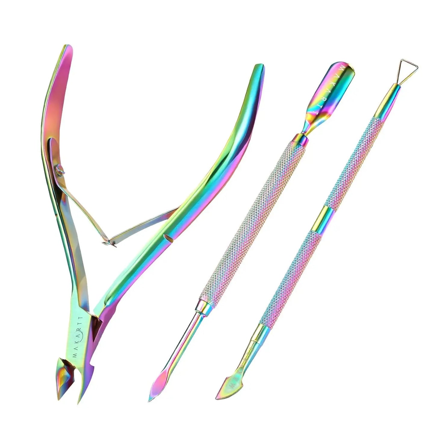Makartt Professional Cuticle Trimmer Nipper Set Stainless Steel Manicure Pedicure Kit with Dual End Nail Pusher & Scraper Tool