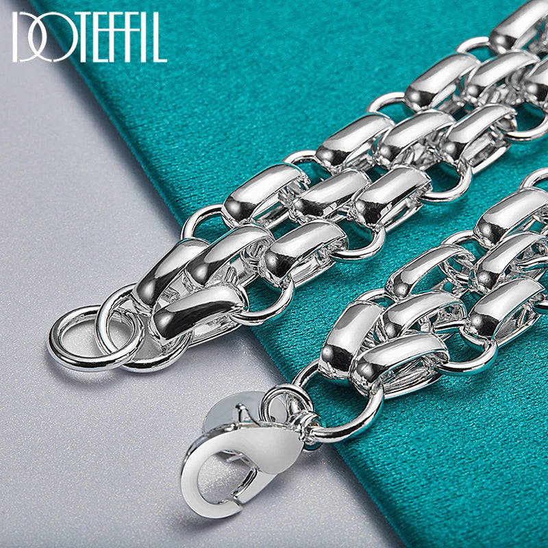 DOTEFFIL 925 Sterling Silver Lnterlocking Circle Bracelet Chain For Women Fashion Charm Wedding Engagement Jewelry