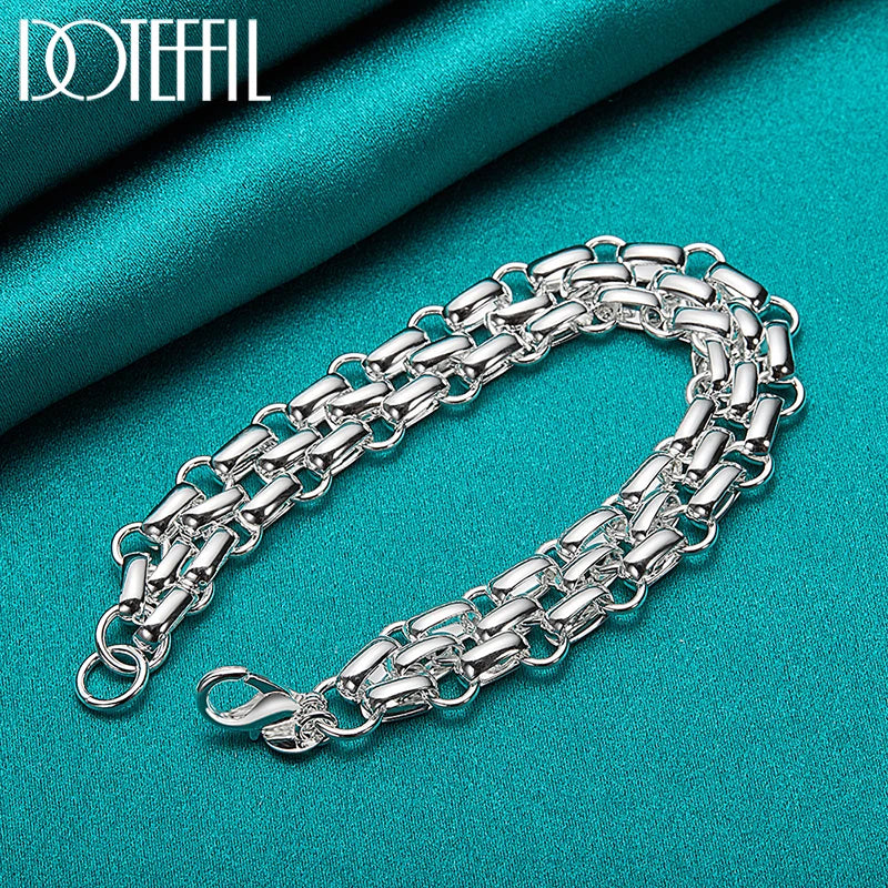 DOTEFFIL 925 Sterling Silver Lnterlocking Circle Bracelet Chain For Women Fashion Charm Wedding Engagement Jewelry