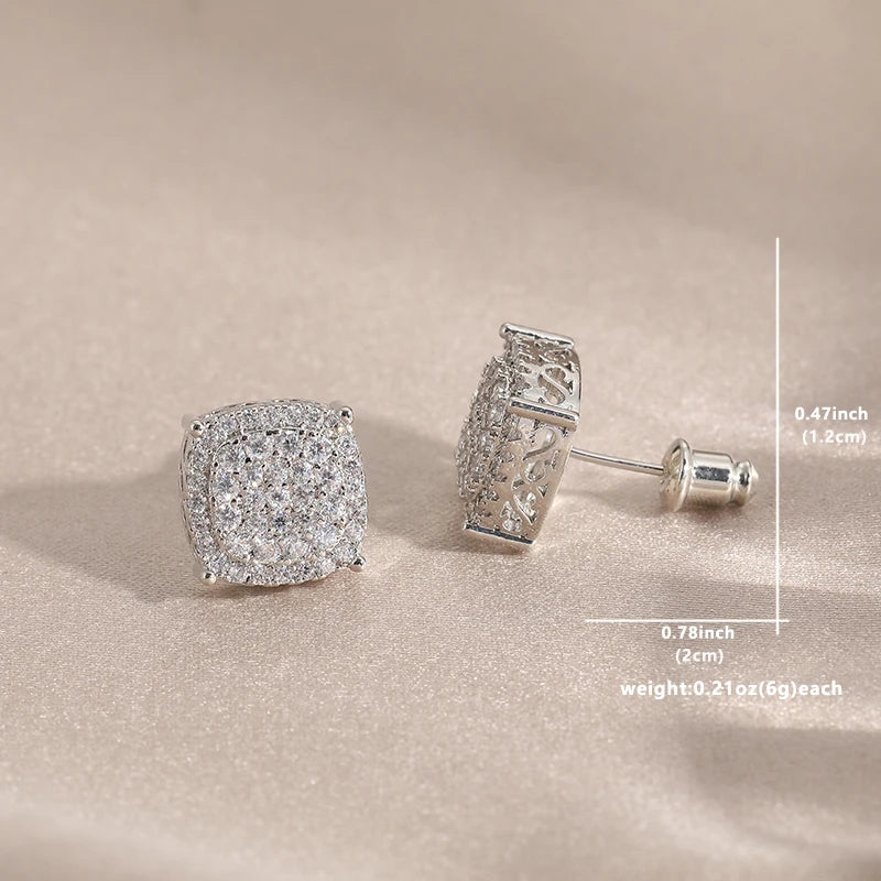 Delicate stud earrings for men and women Square accessories suitable for wedding parties go with everything