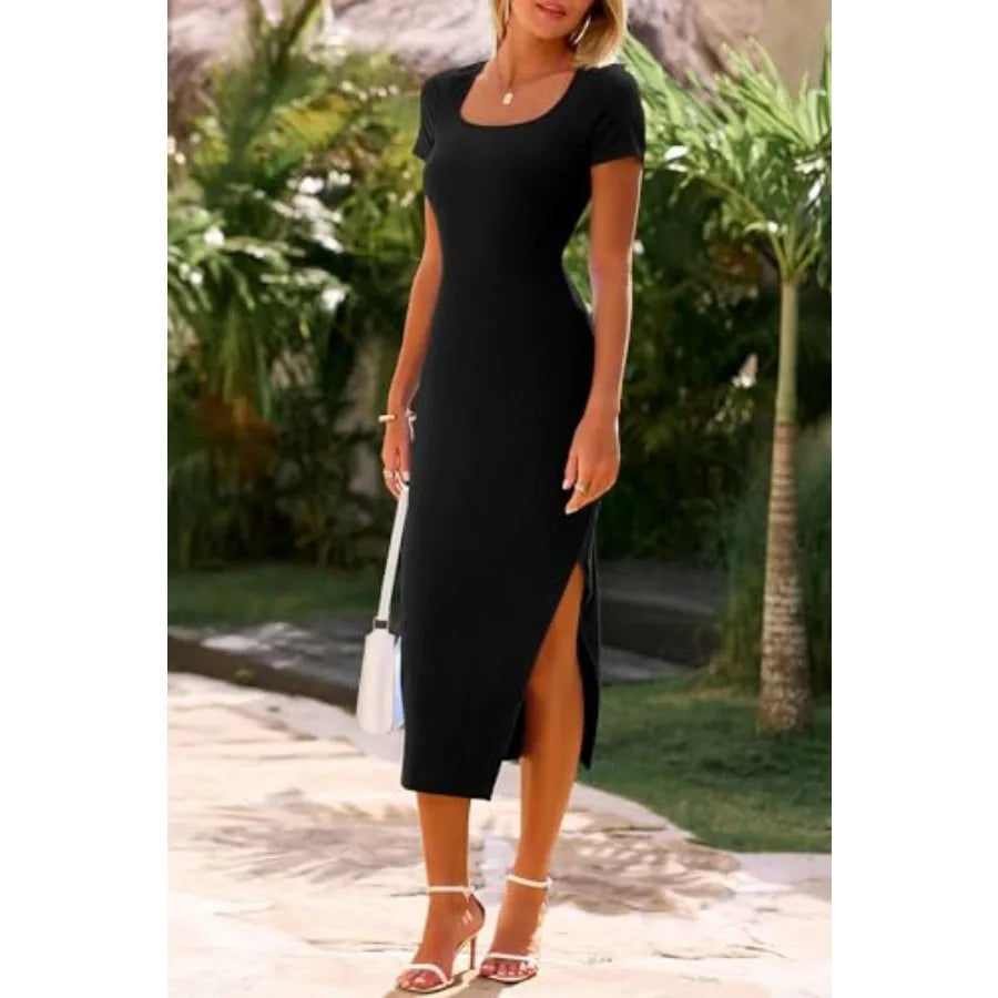 I love how this dress combines comfort and elegance in such an effortless way. The ribbed knit fabric gives it a beautiful texture while the bodycon fit creates a flattering silhouette that feels feminine without being overdo