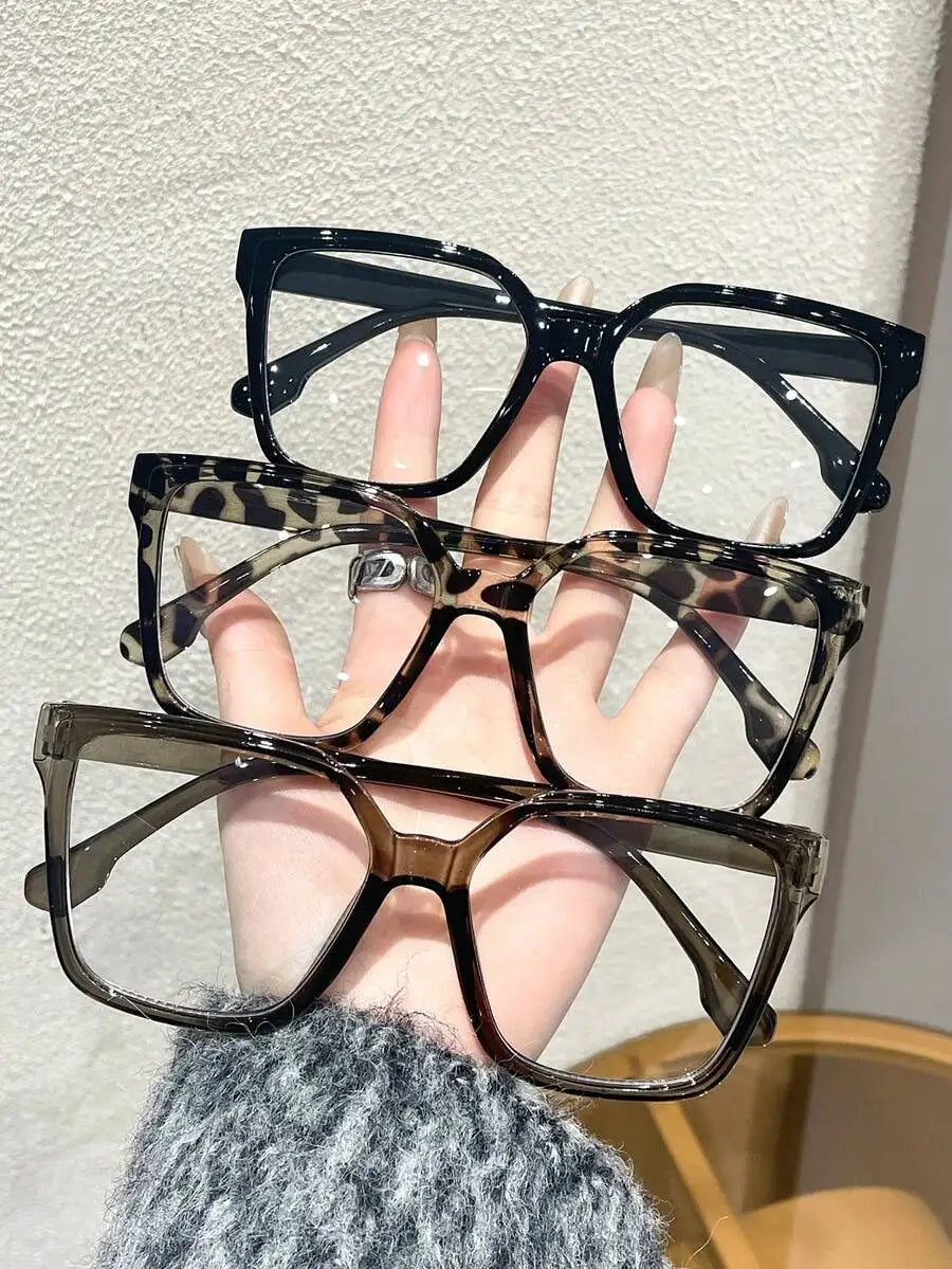 1-4 Pairs Women's Multi-Color Plastic Square Casual Classic Portable Transparent Glasses Set, Suitable For Back To School,