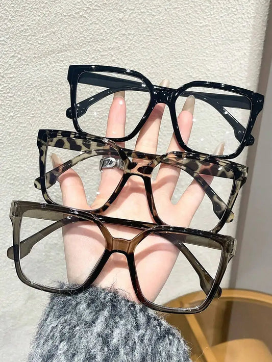 1-4 Pairs Women's Multi-Color Plastic Square Casual Classic Portable Transparent Glasses Set, Suitable For Back To School,
