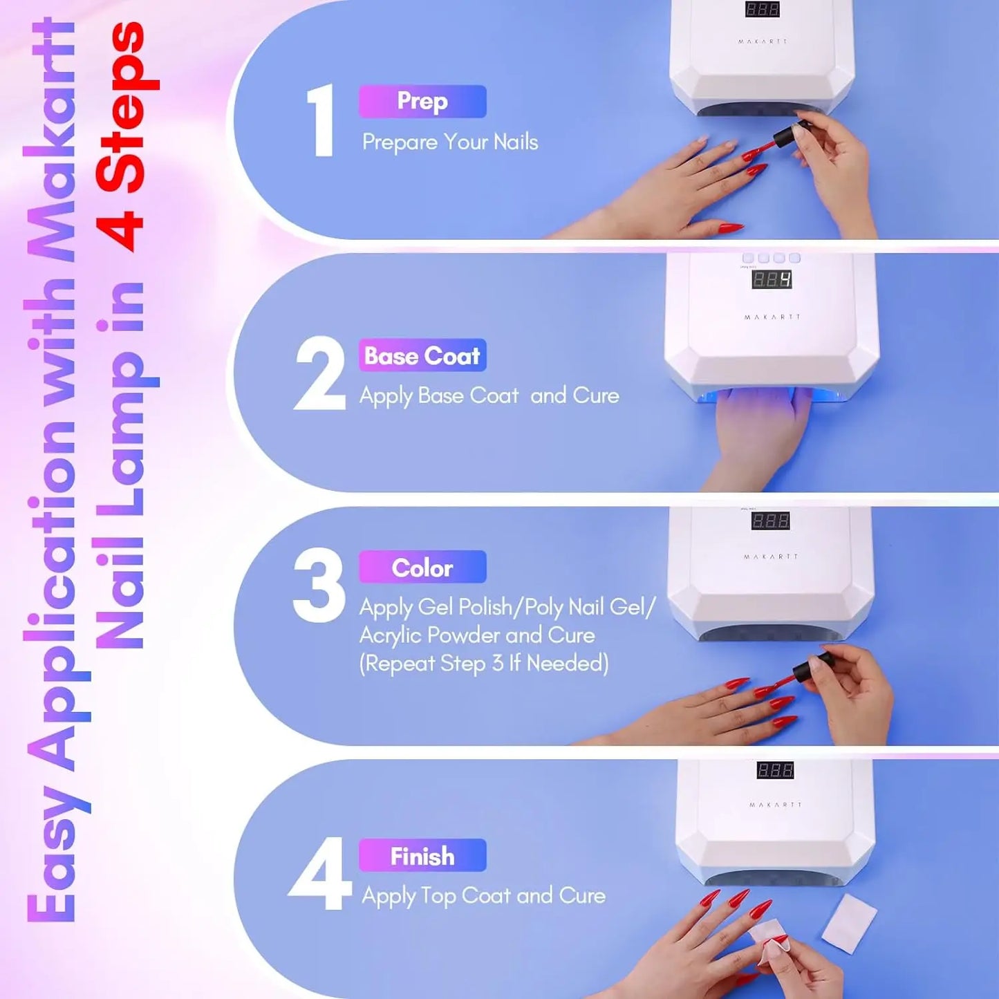 Makartt UV LED Nail Lamp for Nails Glue, UV Light for Gel Poliah Rechargeable Aurora 36W Gel Lamp with 4 Timers & Auto Sensor