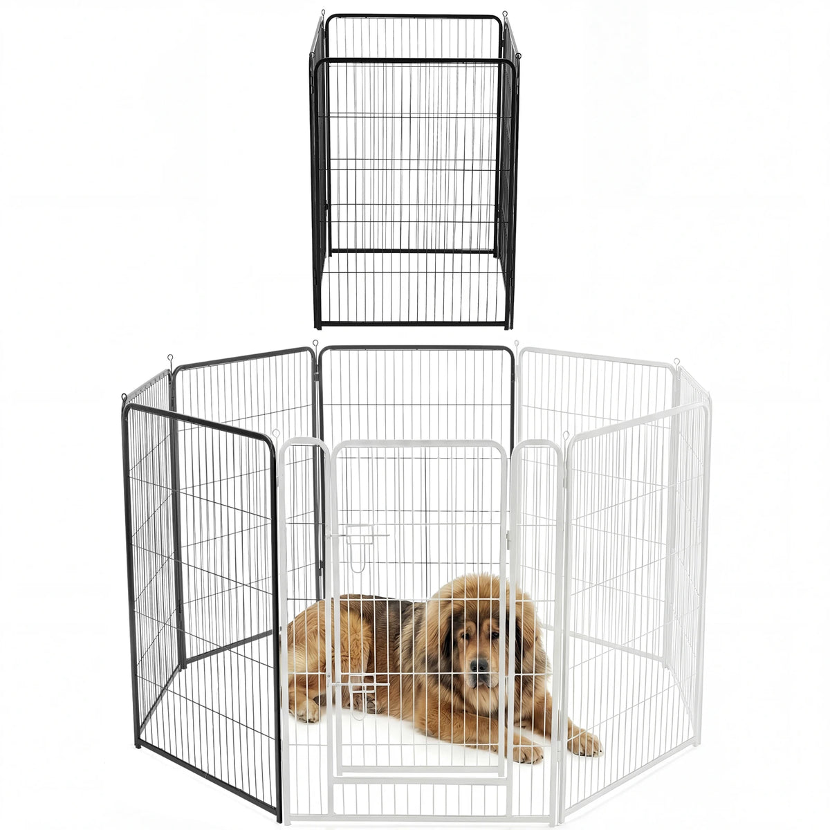 JHK 4 Panels Metal Dog Playpen Pet Fence 24 Inch to 40 Inch Foldable Large Dog Puppy ExercExercise for Yard Gate Camping Outdoor