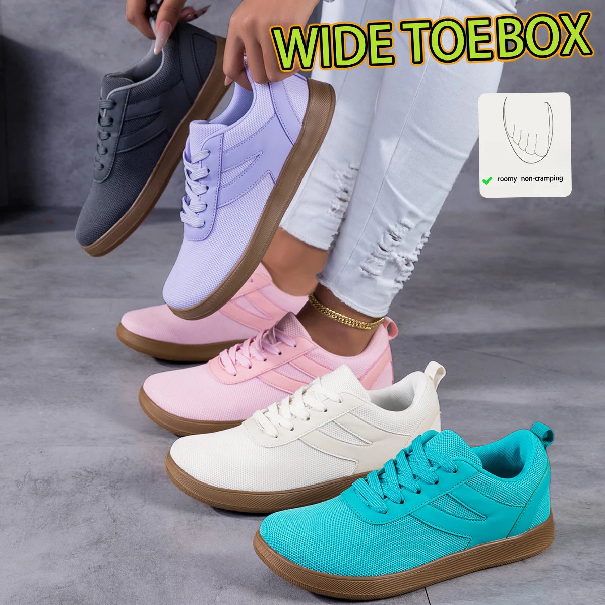 2026 New Wide-Toe Women's Sneakers, Breathable and Slip-Resistant, Comfortable and Lightweight Casual Shoes for Daily Walking and Training, German-Style Trainer, Unisex Design