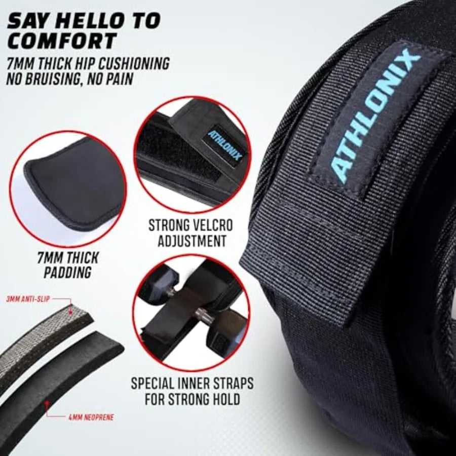 Hip Thrusts Belt for Weights, Kettlebells and Dumbbells, Extra Wide and Long Design with Thick Padding, Glute Builder Hip Thrus