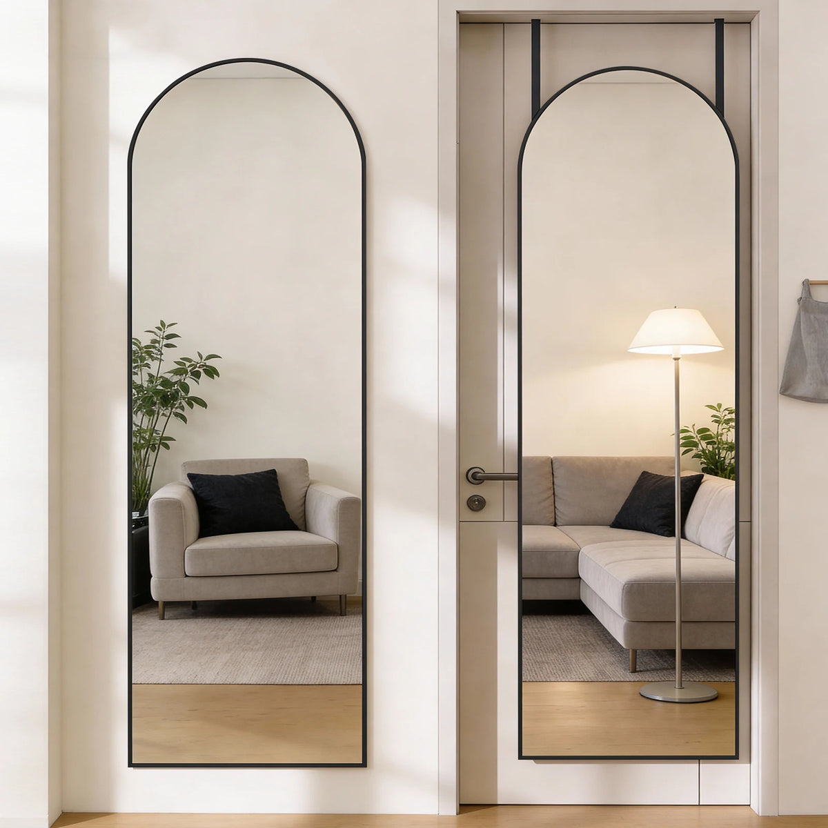 JHK 47"x14" Full Body Wall Mirror Standing Hanging or Leaning Wall-Mounted Mirrors with Stand Aluminum Alloy Frame Living Room