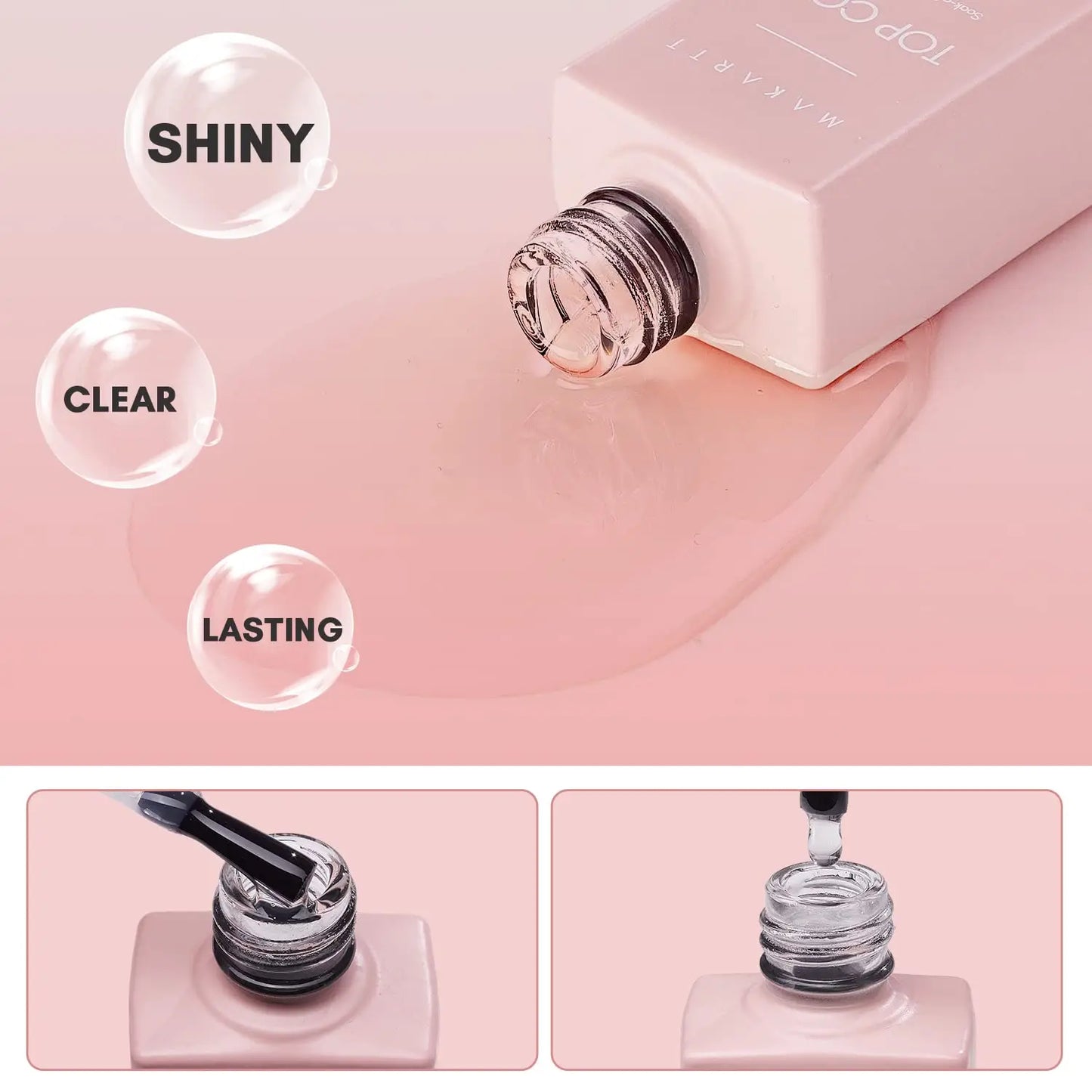 I love how this Makartt No Wipe Top Coat and Base Coat Kit makes achieving a smooth, shiny manicure so easy. The clear gloss finish gives nails a beautiful salon-quality shine while helping protect the color and keep the mani