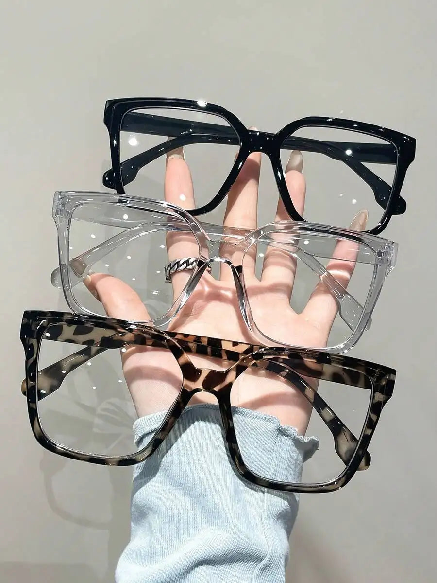 1-4 Pairs Women's Multi-Color Plastic Square Casual Classic Portable Transparent Glasses Set, Suitable For Back To School,