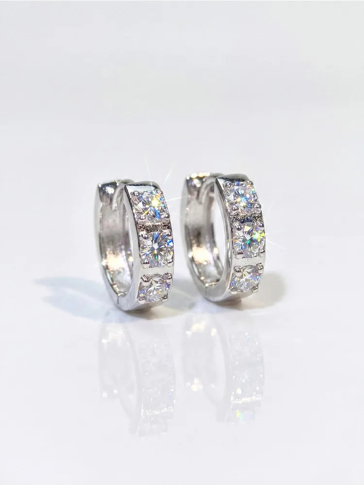 Fashion 0.1CT Moissan Diamond Round Sparkling Hoop Earrings Suitable for Women's Daily Wear High Quality Jewelry