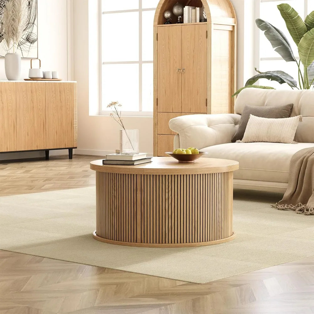 31.5" Wood Coffee Table Lift Top with Storage, 2 Hidden Compartments Living Room
