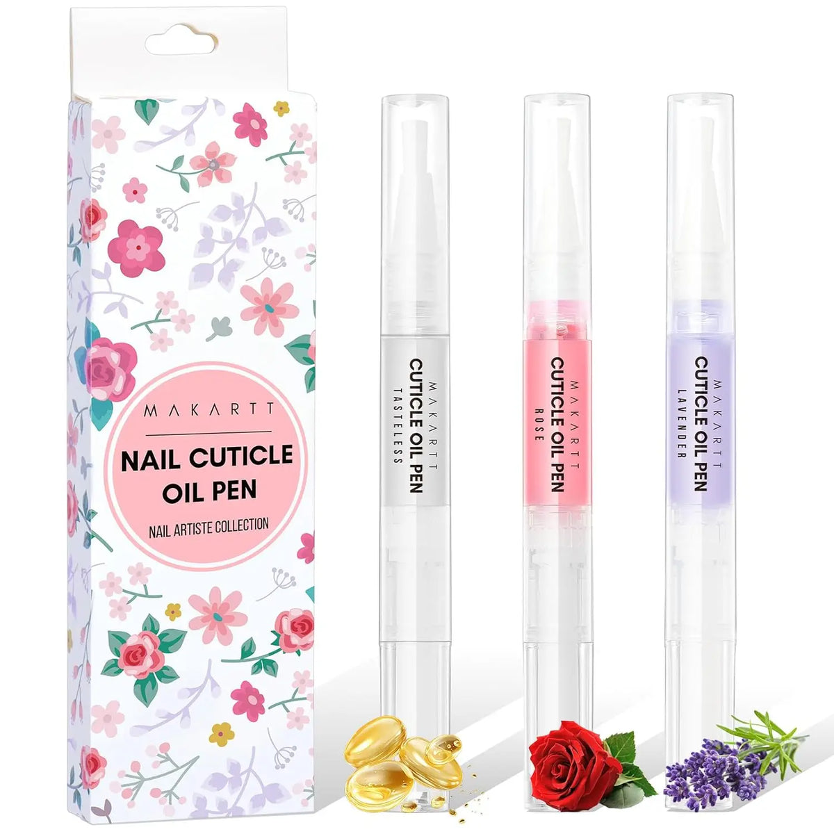 3PCS Cuticle Oil Pen Nail Care , 5ML Nails Revitalizer & Moisturizer with Vitamin E, Cuticles Oils Kit for Manicure Nail Supplie