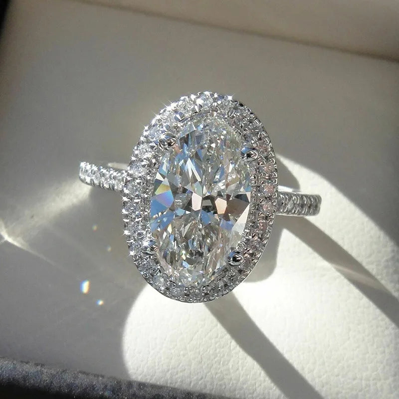 Real Moissanite 925 Sterling Silver Ring For Women Square Round 1CT 2CT 3CT Brilliant Diamond Finger Band Wedding Jewelry Gift