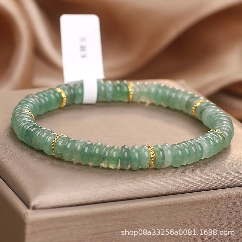 Natural Dongling Jade Abacus Beads Bracelet Women's Green Fresh White Chinese Style Natural Crystal Girlfriend Luxury HandString