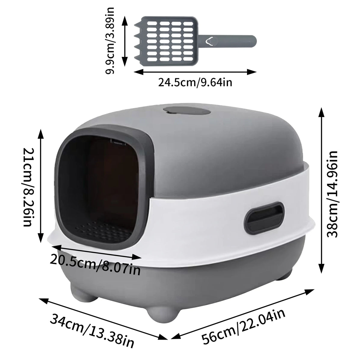 Large Enclosed Cat Litter Box Hooded Kitty Pan Box Front Entry Toilet Tray with Litter Scoop Anti-Splashing
love. Wendy~
