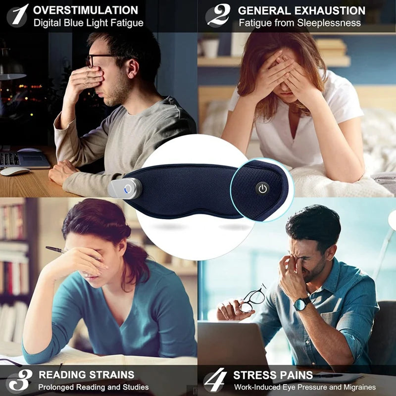 Electric Heated Eye Mask Relieve Eye Fatigue 3D Eye Patch with Vibration and Massager Wireless Sleep Aid Device with Heat Compress and Cold Compress