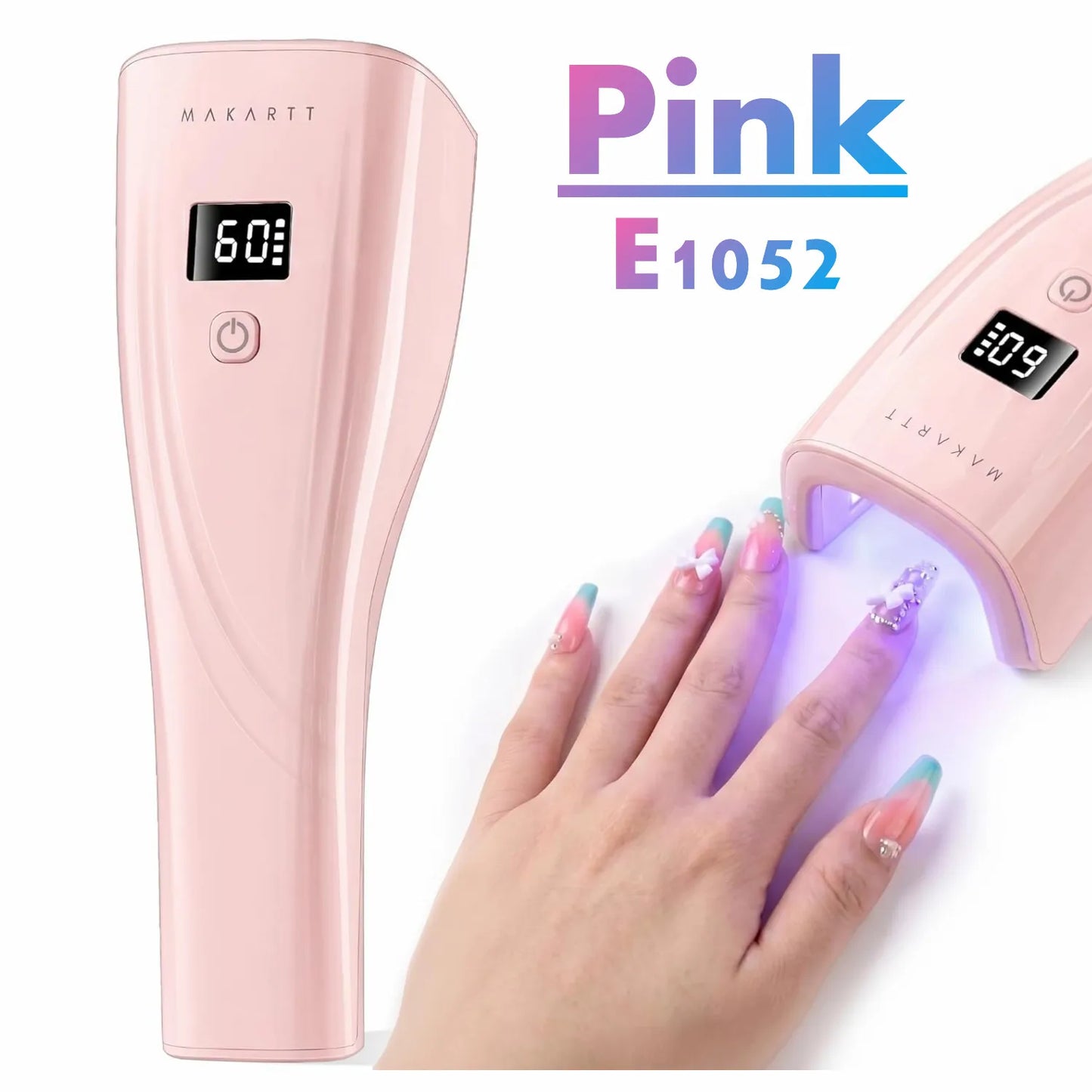 Makartt Flash Cure UV Nail Lamp 3S Pre-Curing Portable Cordless UV LED Nail Light 222mW/cm² Rhinestone Glue Poly Gel Rechargeabl