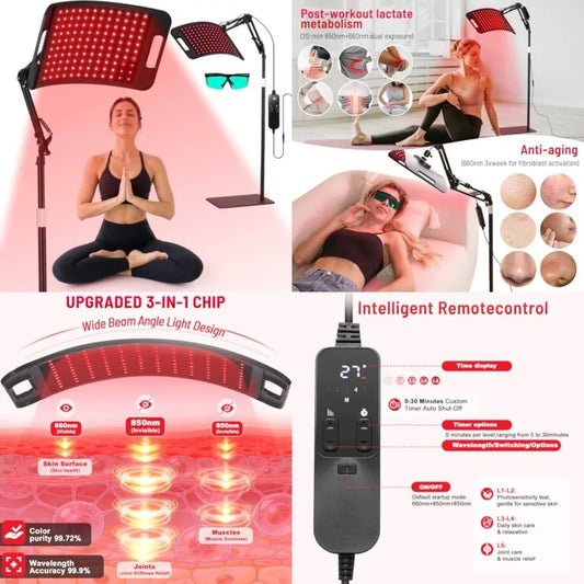 Red Light Therapy for Body face-660nm 850nm Infrared Light Therapy Panel 3 in 1 Led Bead red lamp Therapy Home Use, Gift idea f