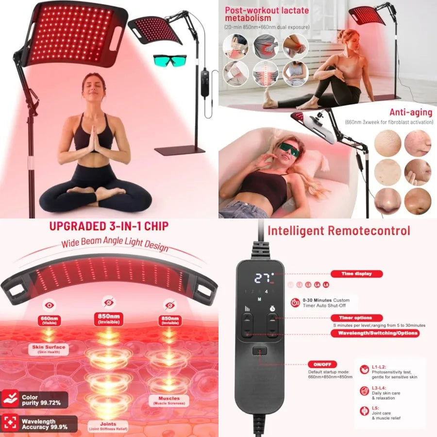 Red Light Therapy for Body face-660nm 850nm Infrared Light Therapy Panel 3 in 1 Led Bead red lamp Therapy Home Use, Gift idea f