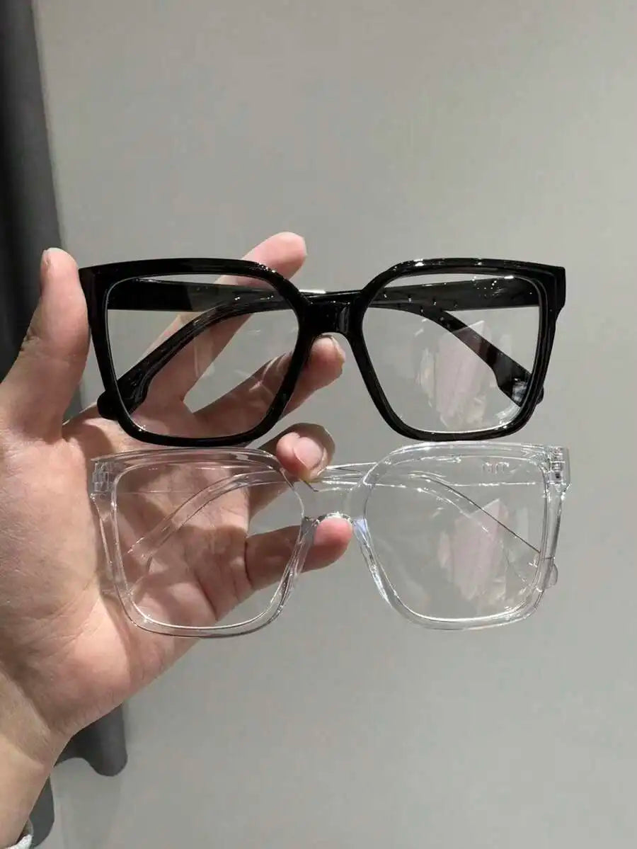 1-4 Pairs Women's Multi-Color Plastic Square Casual Classic Portable Transparent Glasses Set, Suitable For Back To School,