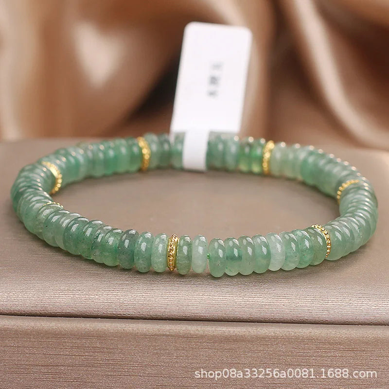 Natural Dongling Jade Abacus Beads Bracelet Women's Green Fresh White Chinese Style Natural Crystal Girlfriend Luxury HandString