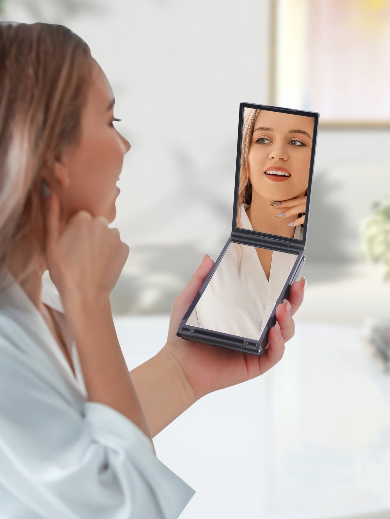 1pcs 4 sides foldable mirror DIY beauty mirror portable small mirror back of head mirror 360 degree handheld makeup mirror with